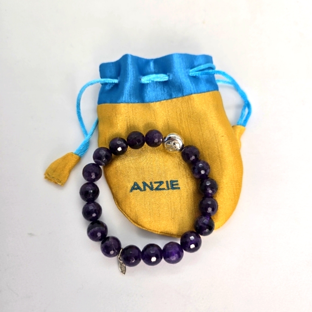 Anzie Amethyst Beaded Bracelet with Silver Accent